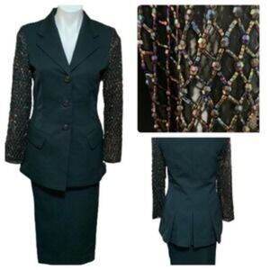 Lulu Bravo Women's Vintage Wool Skirt & Beaded Jacket Size 6